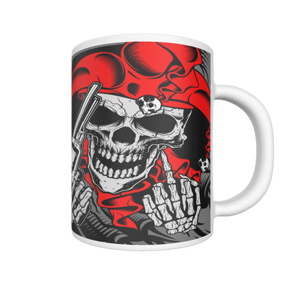 Red skull Ceramics mug, Gothic skeleton mug cup