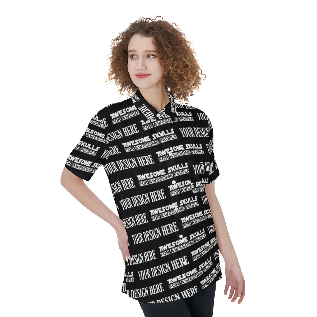 Custom print on demand pod Women's Shirts Short Sleeve Shirt With Pocket