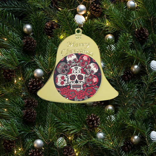 Sugar skull Double-Side Printing Bell Shaped Christmas Tree Pendant