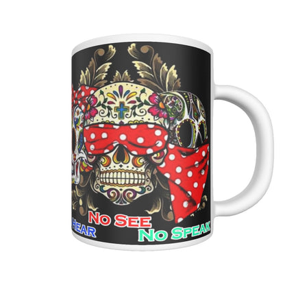 No see no hear no speak sugar skull Ceramics mug