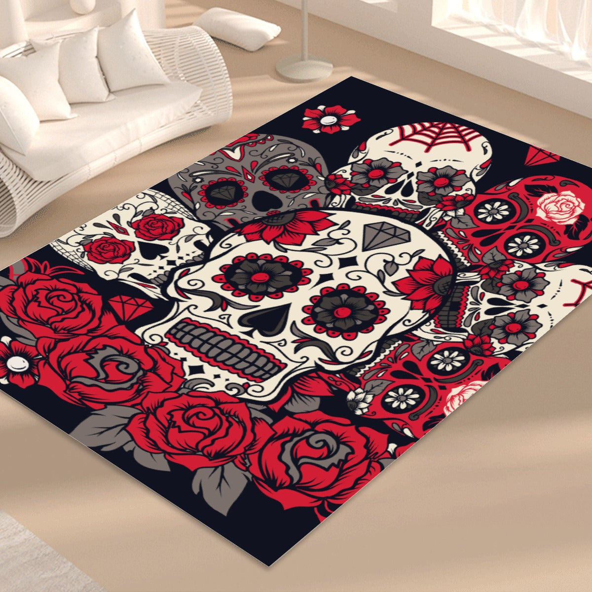 Sugar skull floral Foldable Rectangular Floor Mat