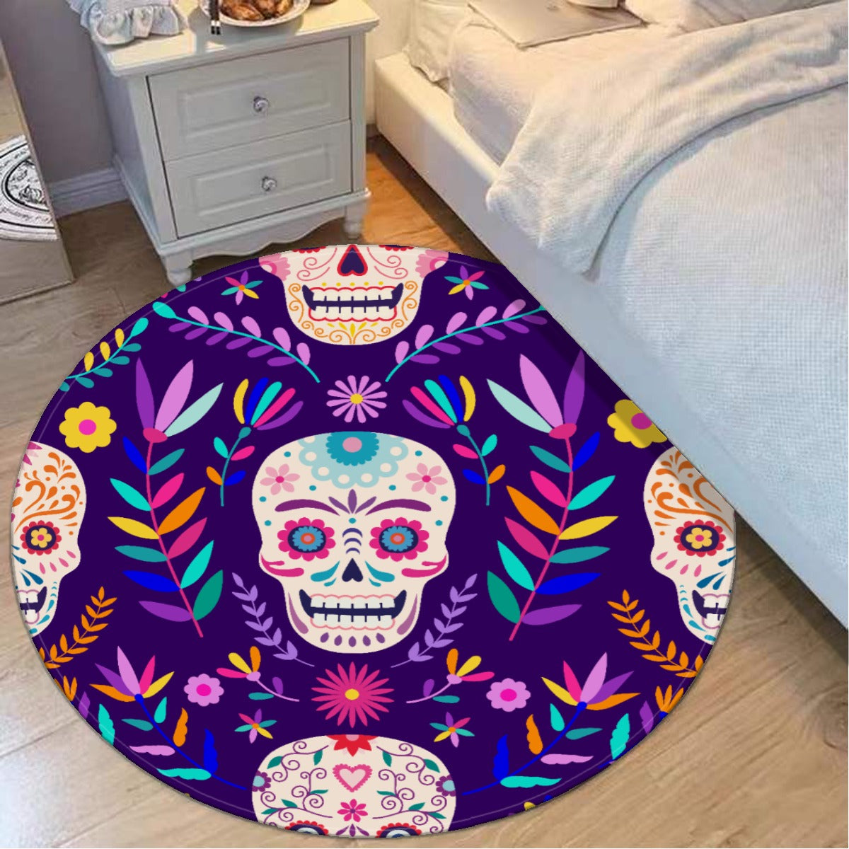 Day of the dead Halloween sugar skulls Foldable round mat