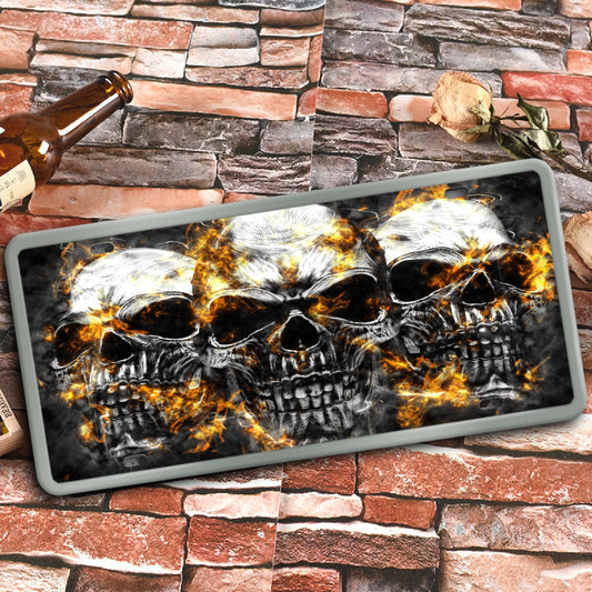 Flaming skull Vintage License Plate Decoration Painting, Fire skull gothic Halloween license plate