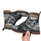 KING & Queen skull Men's Women's Martin Short Boots, Gothic skull skeleton boots shoes