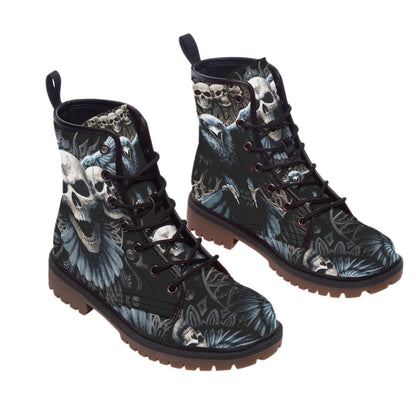 Gothic Halloween Men's Martin Short Boots, skull bird gothic men's shoes