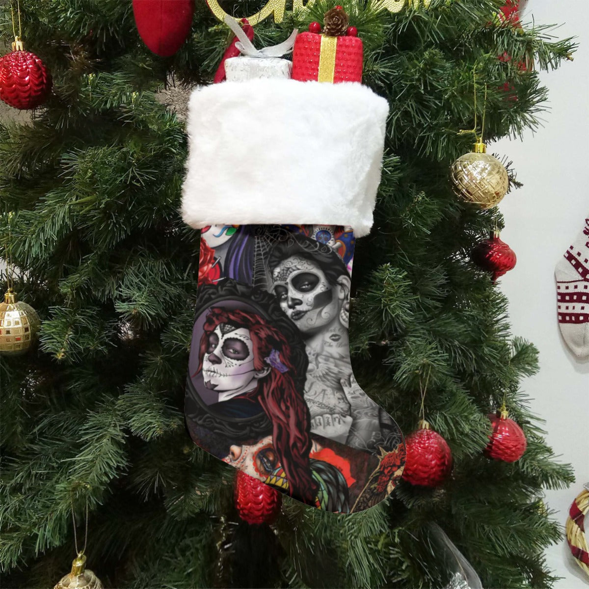 Sugar skull pattern All-Over Print Christmas Socks