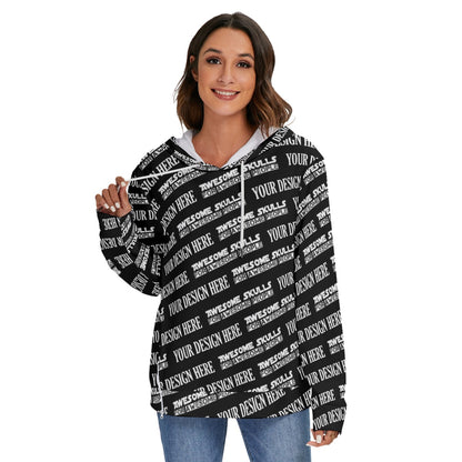 Custom print on demand pod Women's Hoodie Women's Heavy Fleece Zip-on-the-Side Hoodie