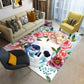Floral sugar skull Foldable Rectangular Floor Mat, Gothic rose skull carpet rug mat