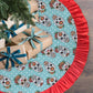 Floral day of the dead rose sugar skull Red Christmas Tree Skirt