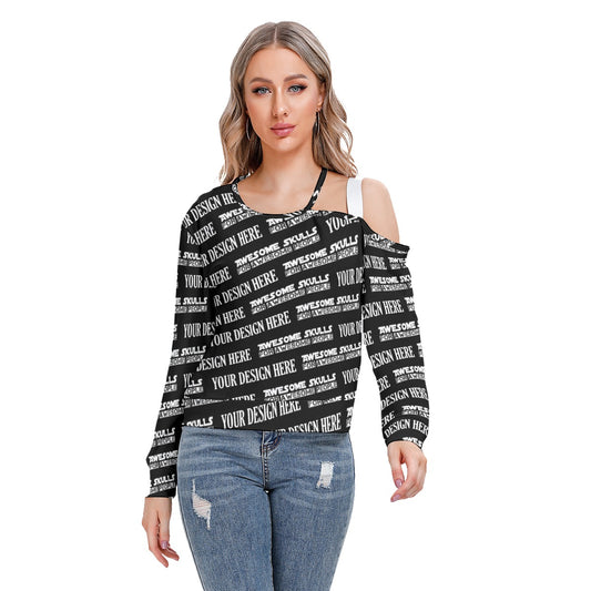 Custom print on demand pod Women's Hoodie One-shoulder Cut O-neck Sweatshirt