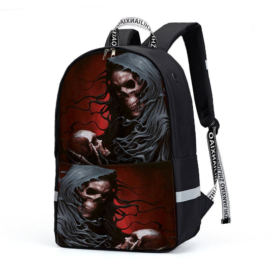 Grim reapter Halloween skull Backpack With Reflective Bar