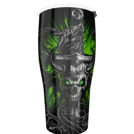 Dragon skull Tumbler 30oz, Gothic skull tumbler cup mug