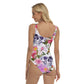 Floral skull Women's One-piece Swimsuit, Skeleton Halloween skull swimsuit