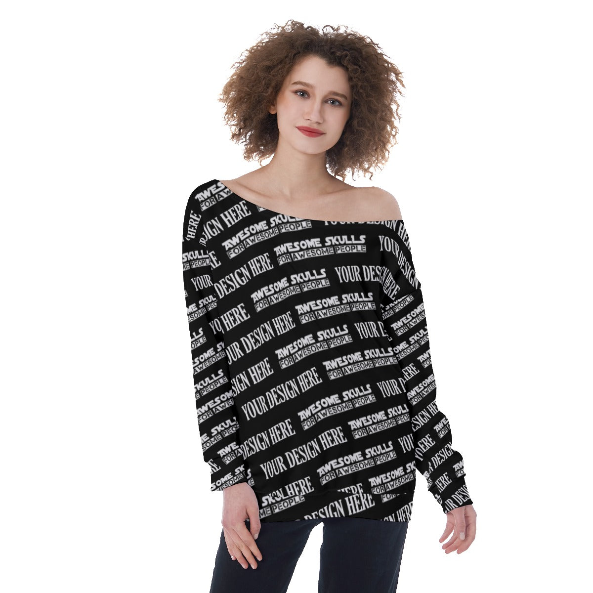 Custom print on demand pod Women's Hoodie Off-Shoulder Sweatshirt