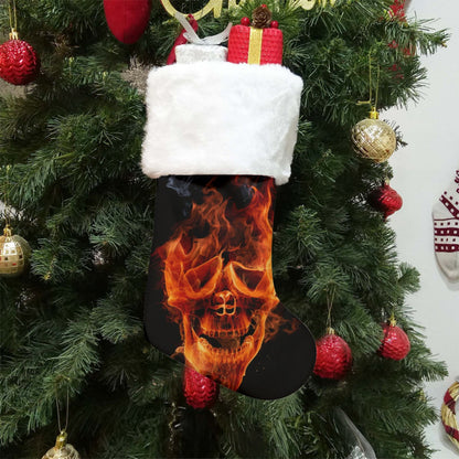 Flaming skull stocking All-Over Print Christmas Socks