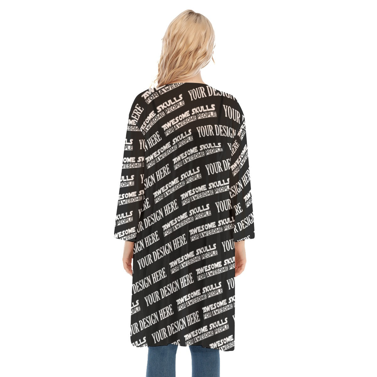 Custom Print on demand POD women's Knitwear & Cardigan V-neck Mesh Cardigan