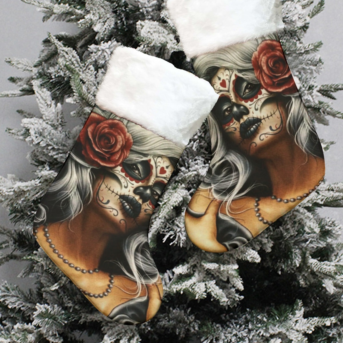 Sugar skull girl Christmas socks