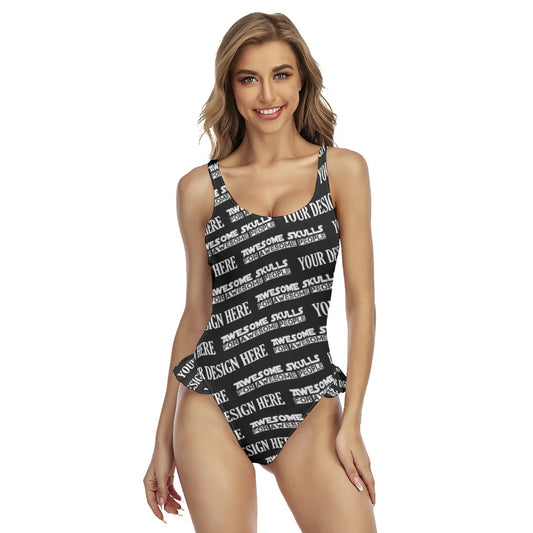 Custom Print on demand POD women's swimsuit One-piece Swimsuit With Ruffle Hem