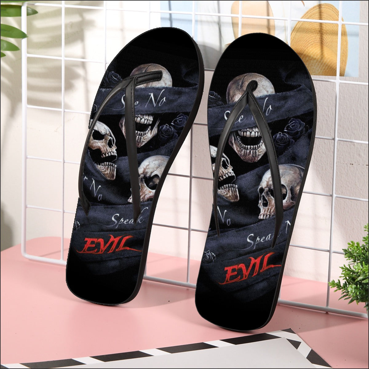 See no hear no speak no evils Women's Flip Flops