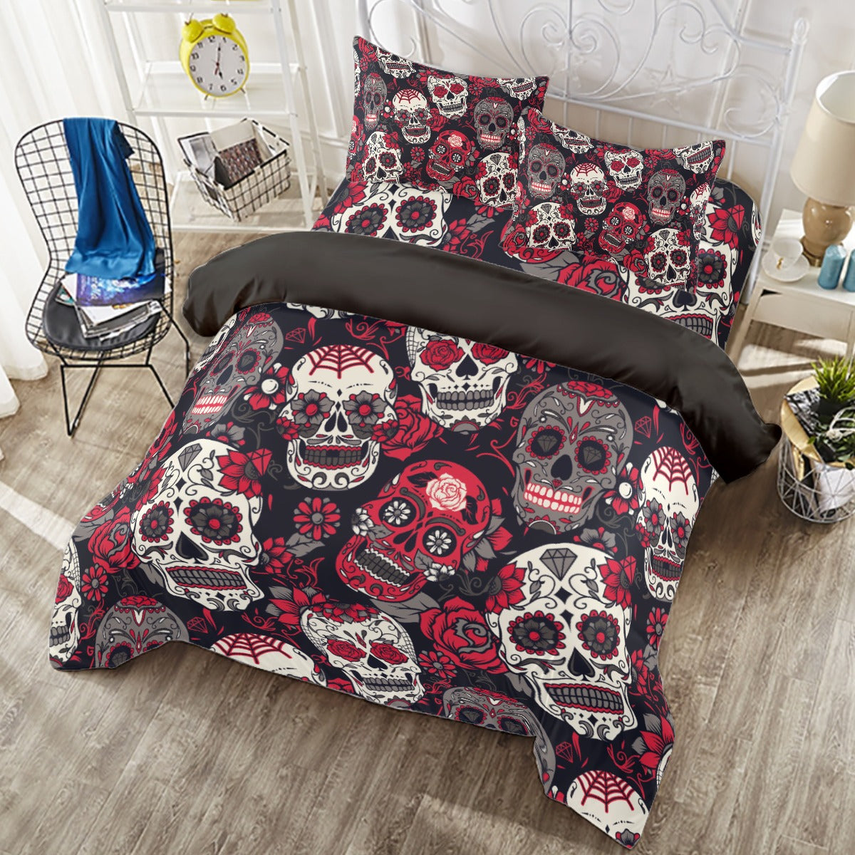 Day of the dead Four-piece Duvet Cover Set, sugar skull dia de los muertos bedding set cover