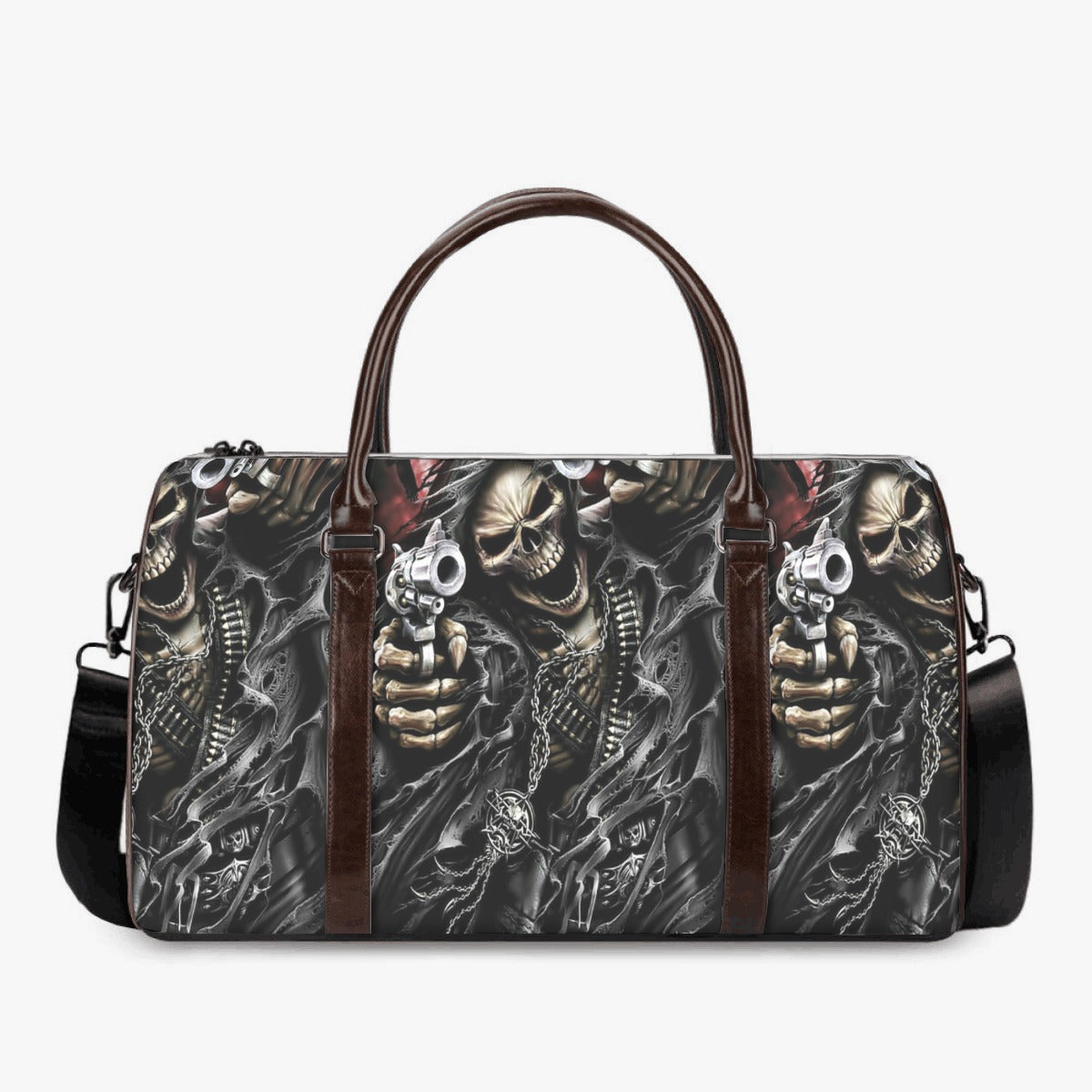 Halloween duffel bag, biker skull duffel bag, skull weekender bags, gothic skull travel bag