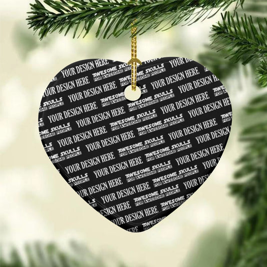 Custom Print on demand pod Heart Shaped Christmas Ceramic Pendant