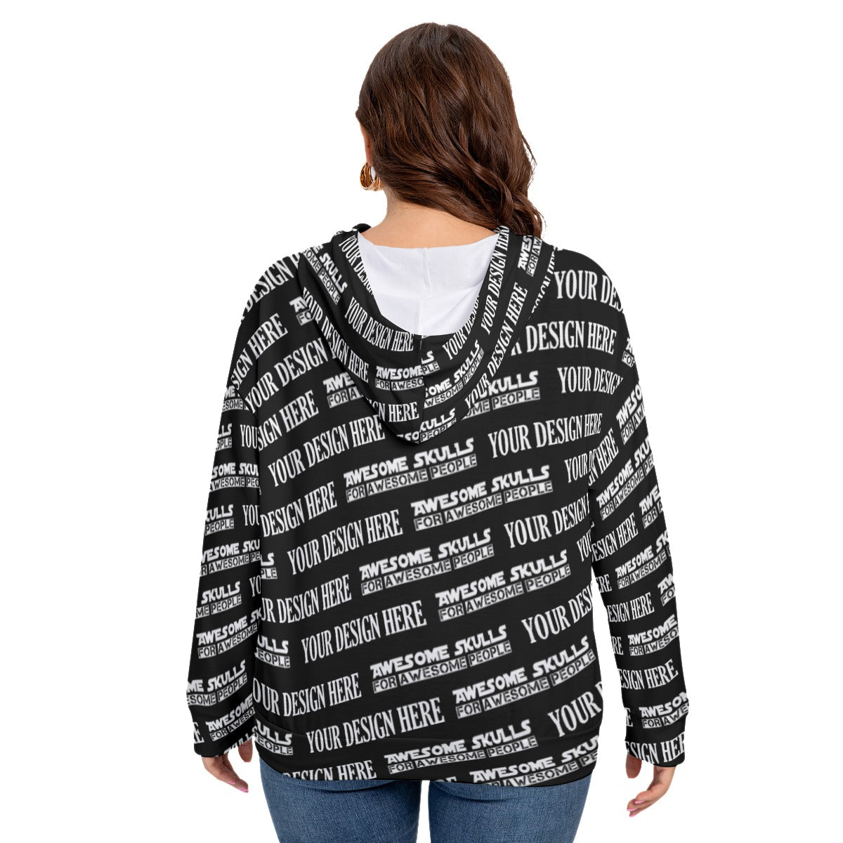 Custom print on demand pod Women's Hoodie Long Sleeve Sweatshirt With Hood(Plus Size)