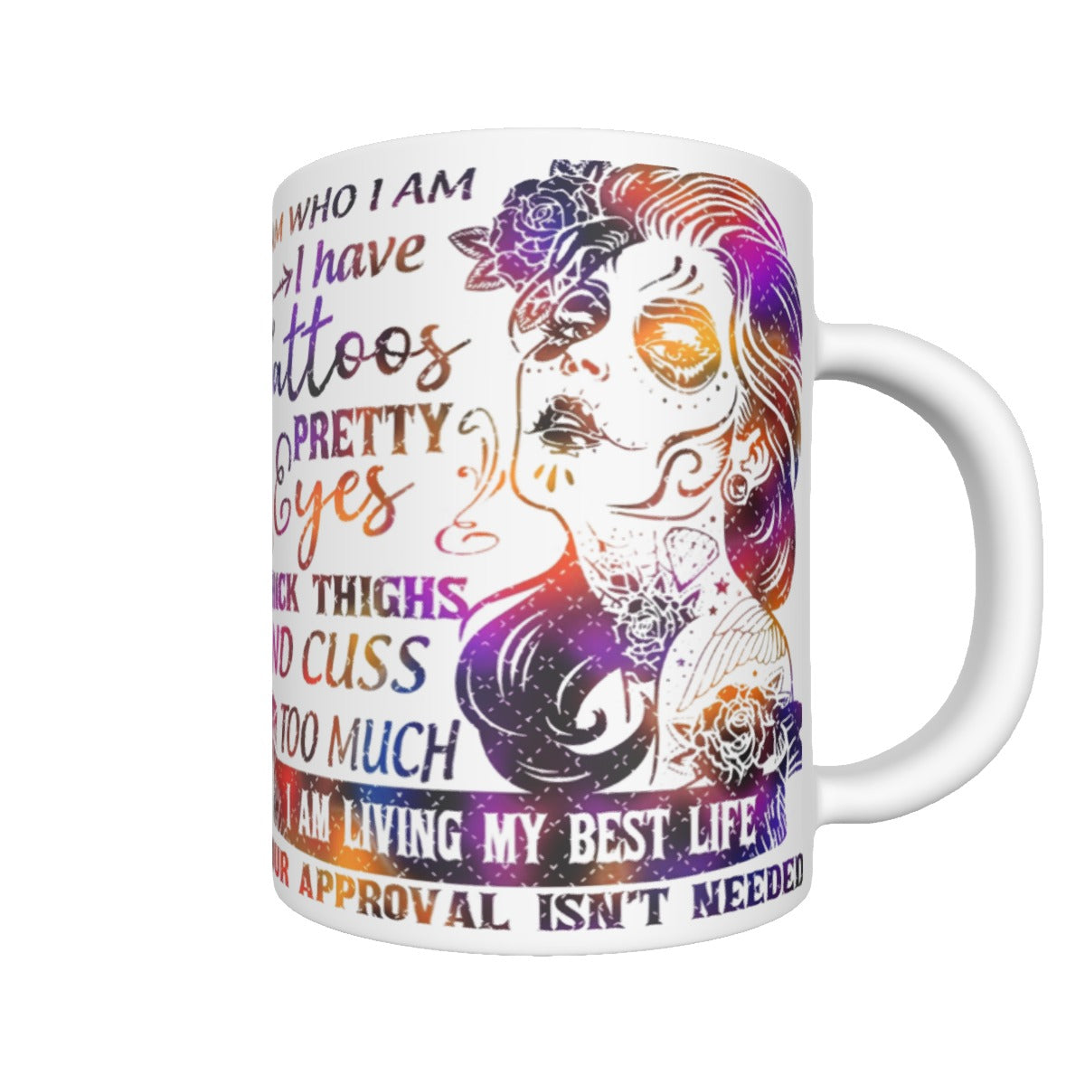 I am who I am sugar skull mug