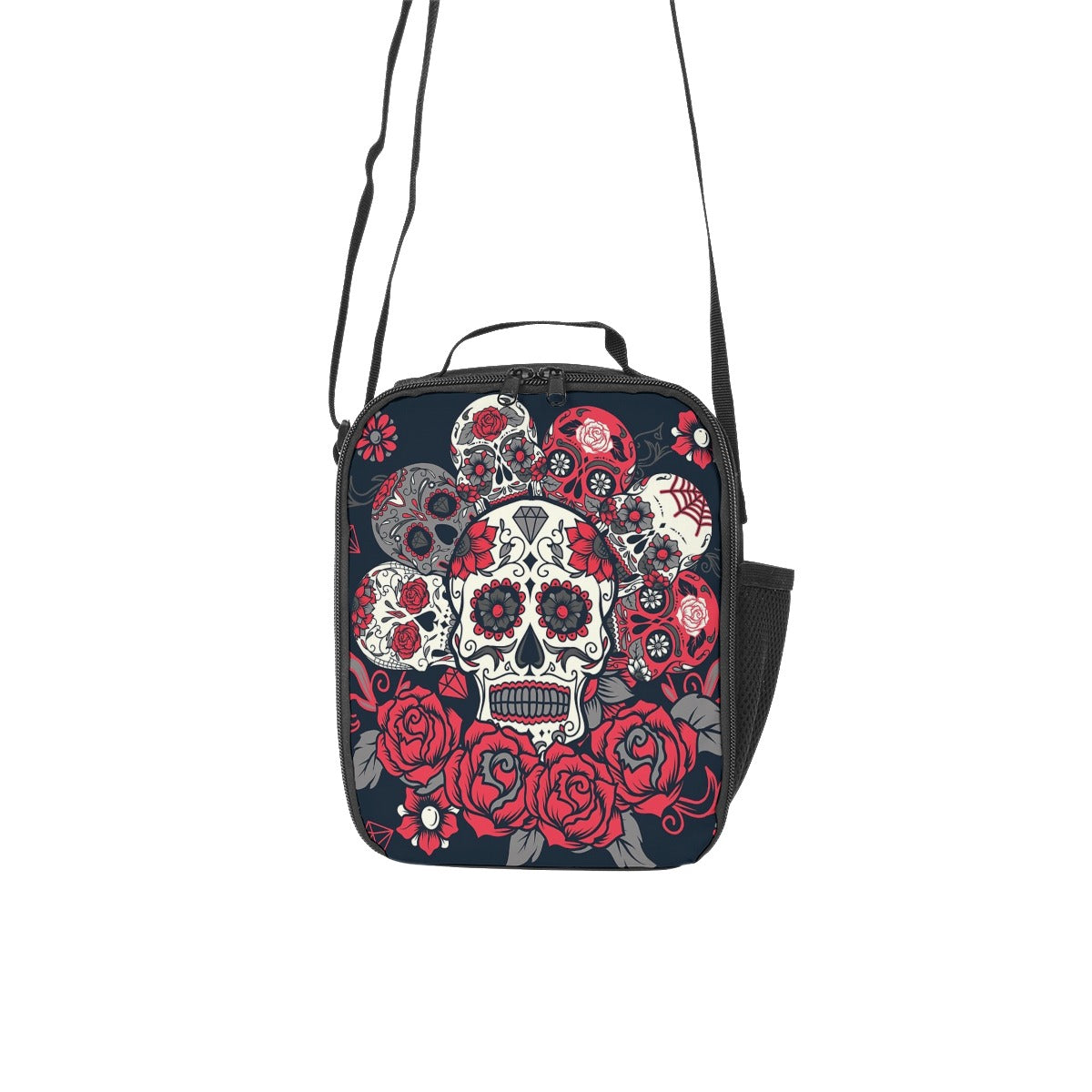 Day of the dead Lunch Box Bags, Gothic skull floral skeleton lunch bag