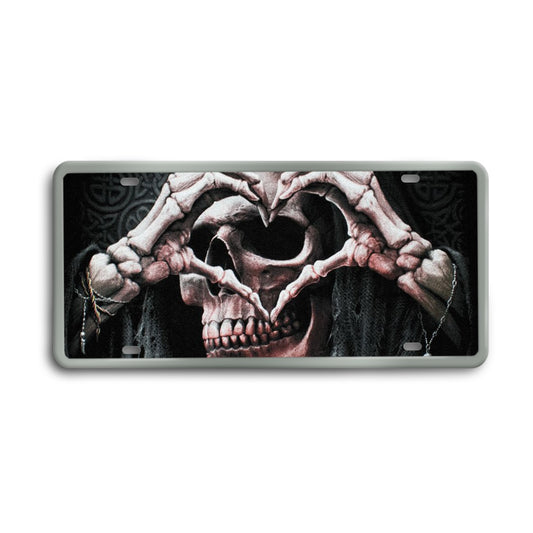 Grim repaer hear Vintage License Plate Decoration Painting, Gothic skull&bones heart license plate