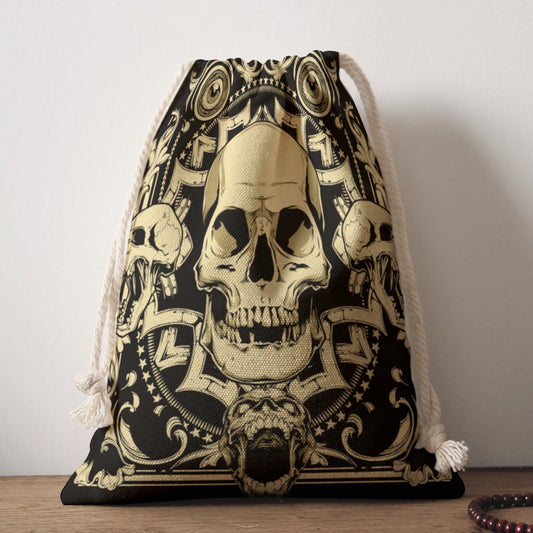 Gothic skull skeleton Drawstring Bag
