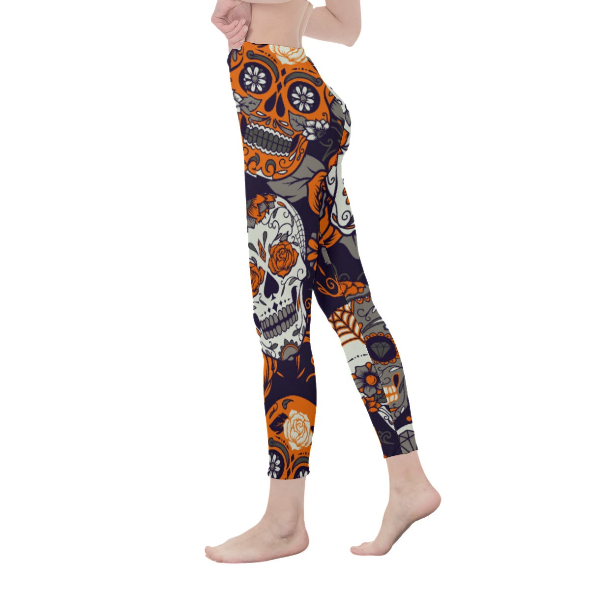 Orange All-Over Print Casual Leggings