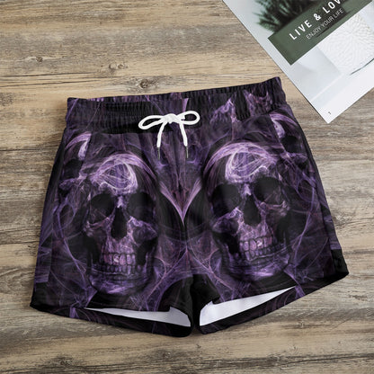 Flaming skull gothic Women's Casual Shorts