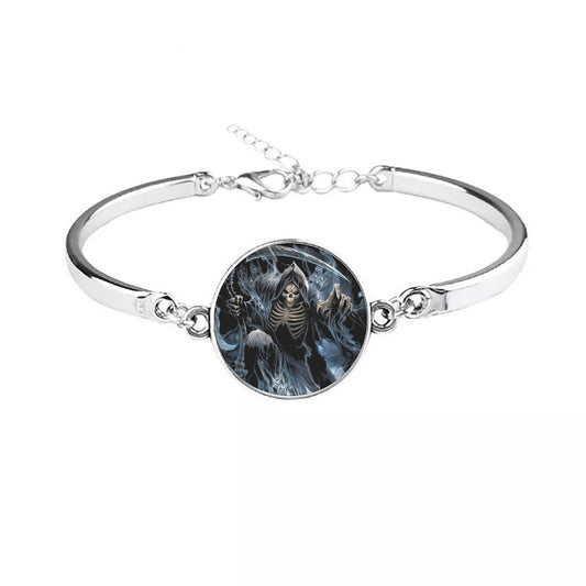 Grim reaper Bracelet, Gothic skeleton bracelet, Halloween jewelry, Christmas skull custom bracelet