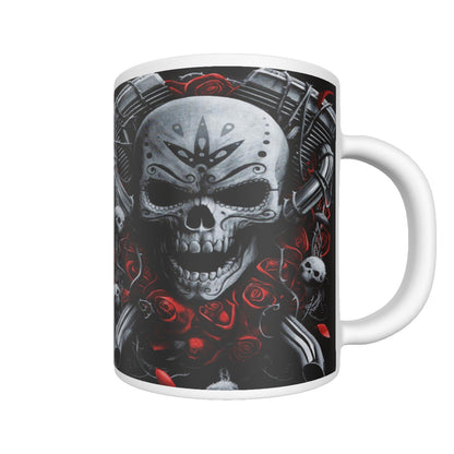 Skull Motorcycle Ceramics mug, Skull biker tumbler mug