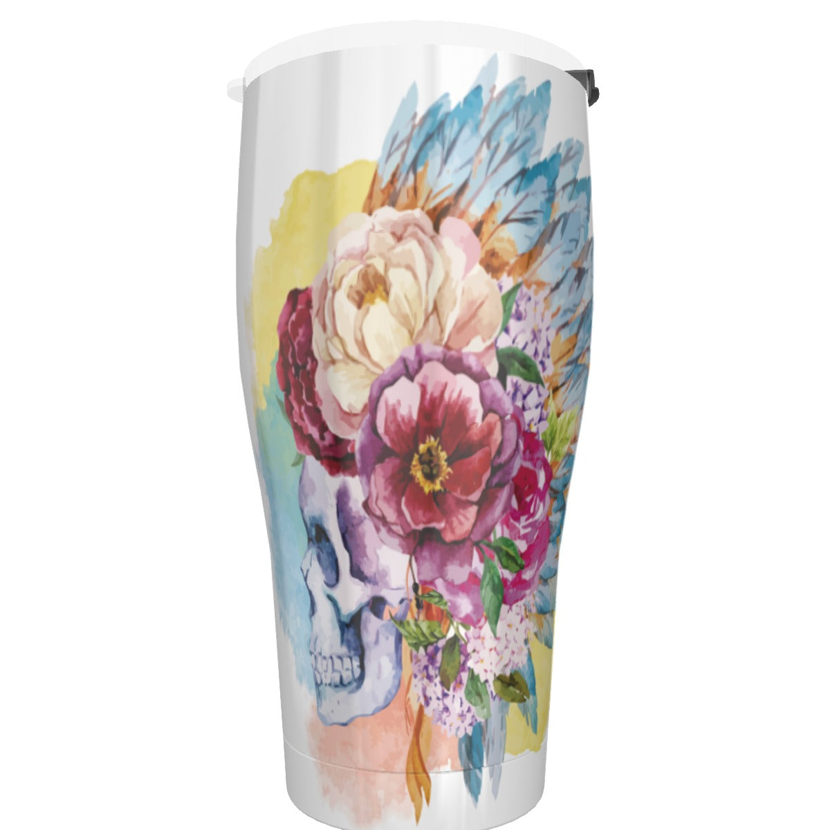 Floral skull Tumbler 30oz, Day of the dead sugar skull tumbler cup mug