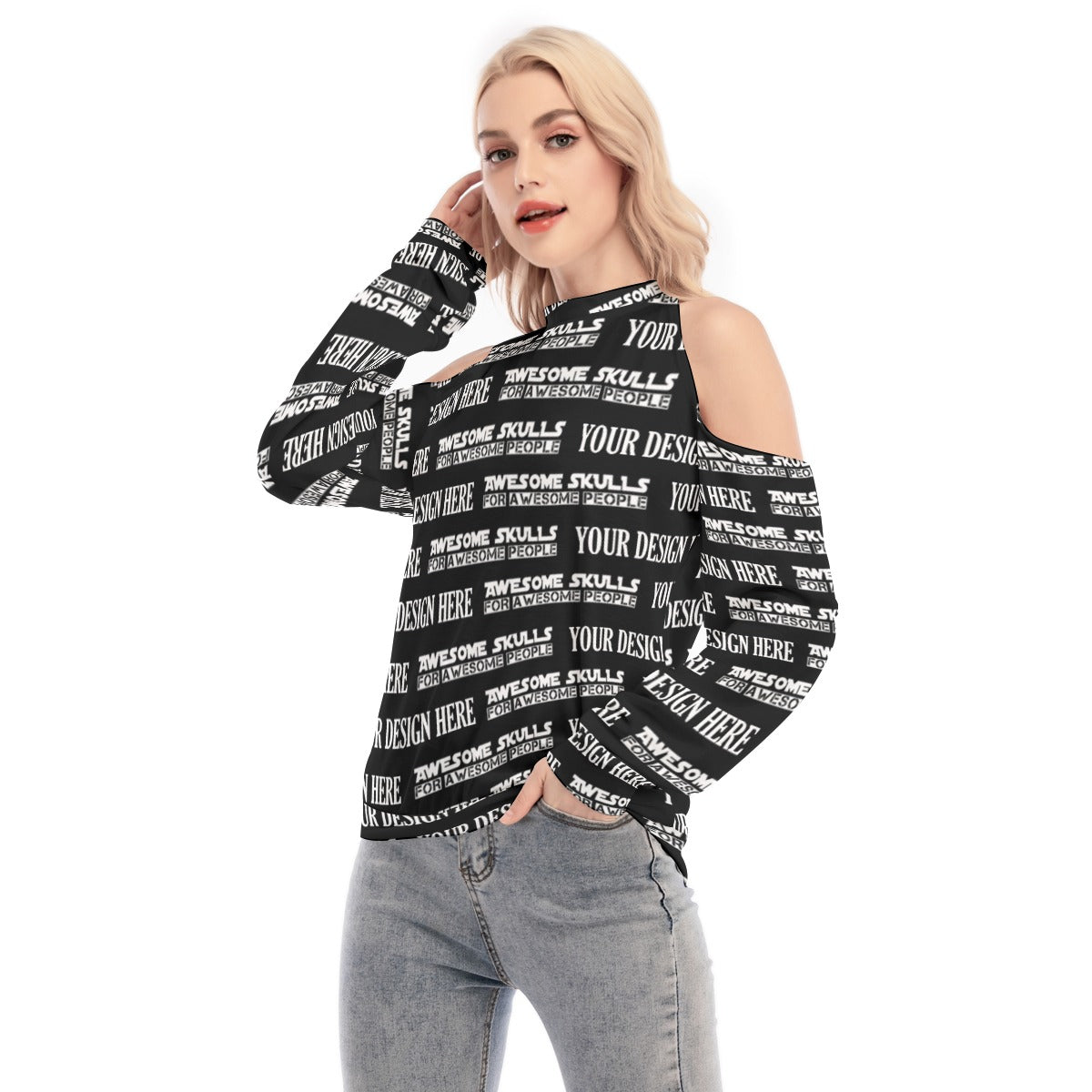 Custom print on demand pod Women's Hoodie Cold Shoulder Sweatirt