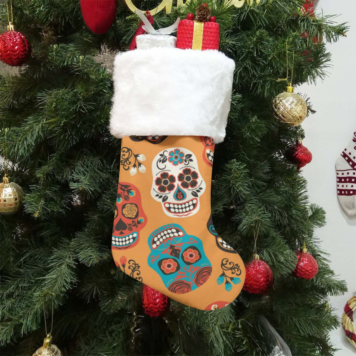 Day of the dead sugar skull pattern All-Over Print Christmas Socks