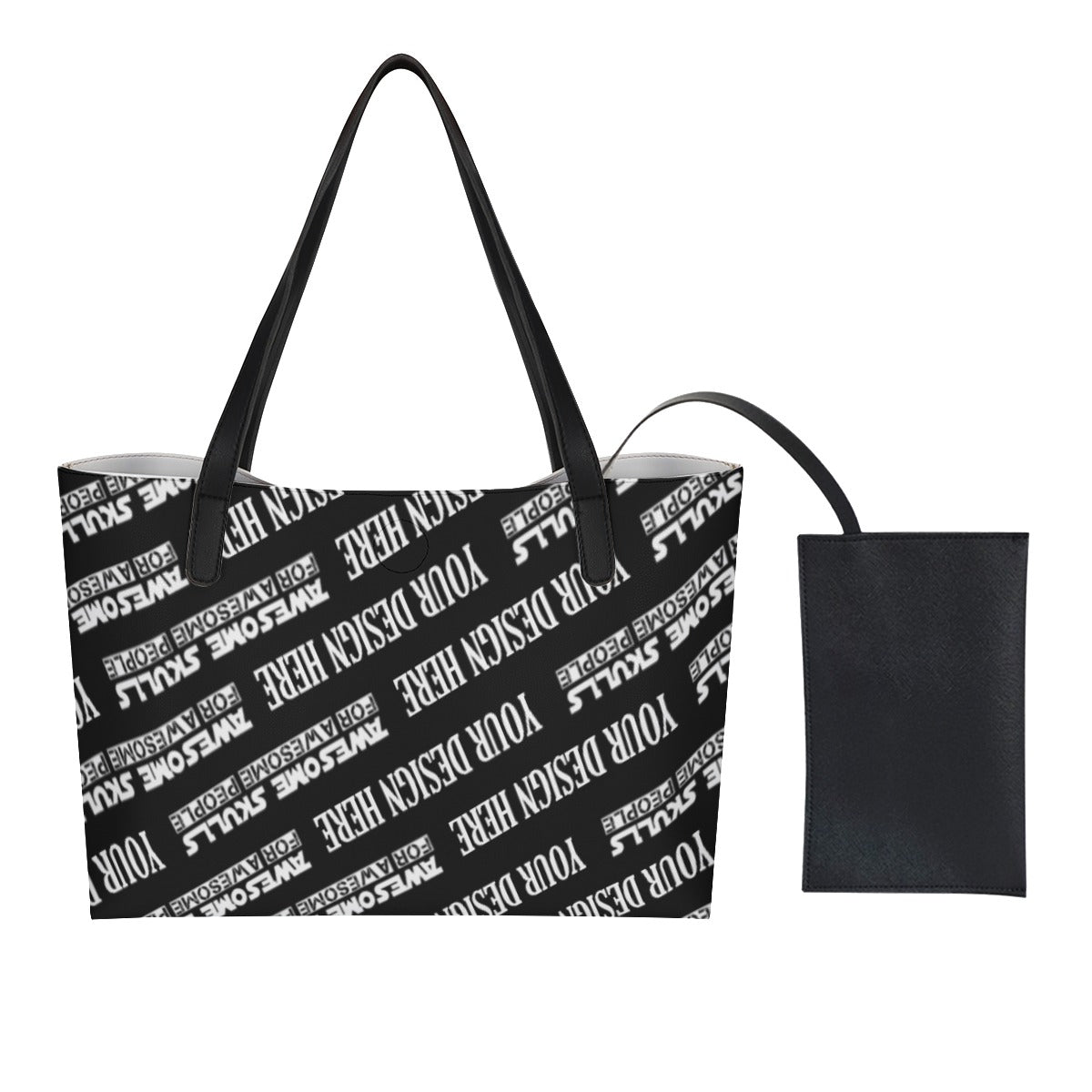 Custom - Shopping Tote Bag With Black Mini Purse