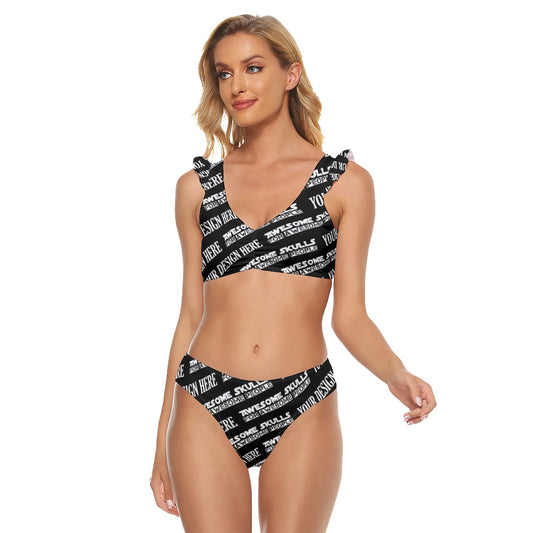 Custom Print on demand POD women's swimsuit Bikini Swimsuit With Ruffle Cuff Bra