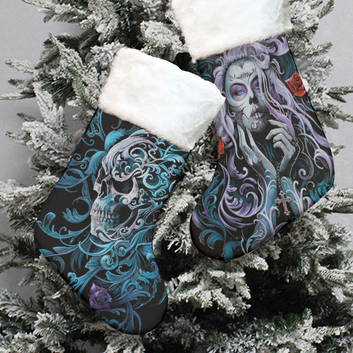 Sugar skull girl All-Over Print Christmas Socks