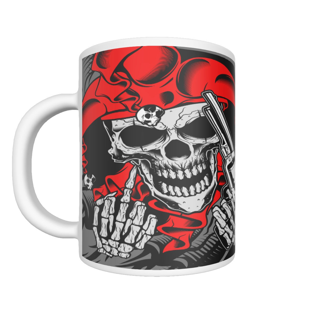 Red skull Ceramics mug, Gothic skeleton mug cup