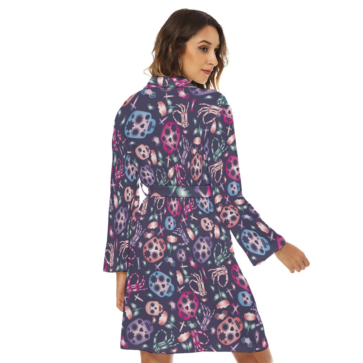 Mexican skull day of the dead Women's Robe