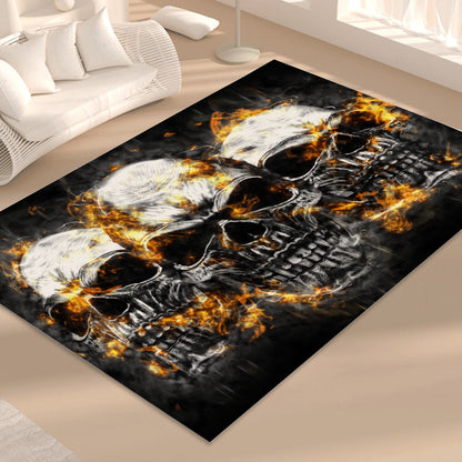 Flaming skull Foldable Rectangular Floor Mat