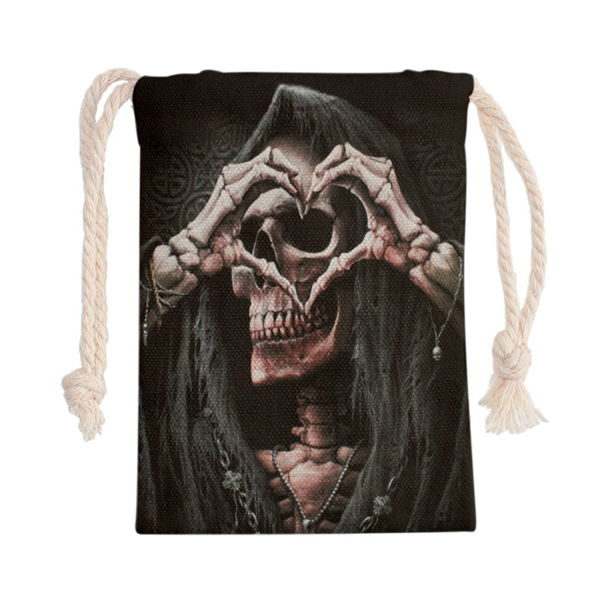 Grim reaper heart Drawstring Bag, Gothic skeleton Halloween bag shoulder bag purse