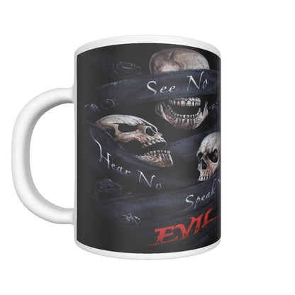 No see no hear no speak evils ceramics mug, skull tumbler cup