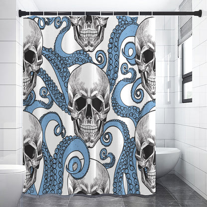 Gothic skull halloween skeleton Shower Curtains 150（gsm), Grim reaper horror skull shower curtain