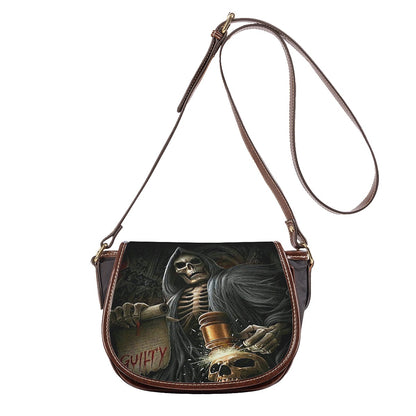 Grim reaper skull Tambourin Bag, Halloween skull purse bag