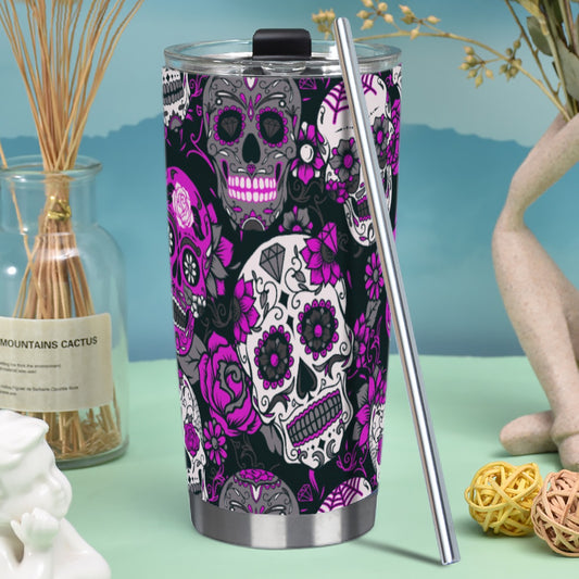 Dia de los muertos sugar skull Tumbler 20oz (with Straw)