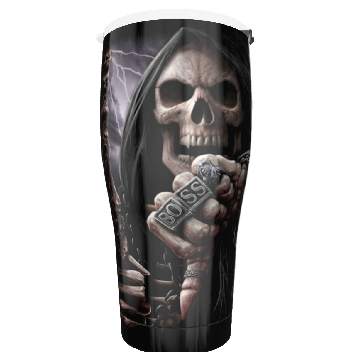 Gothic BOSS grim reaper skull Tumbler 30oz